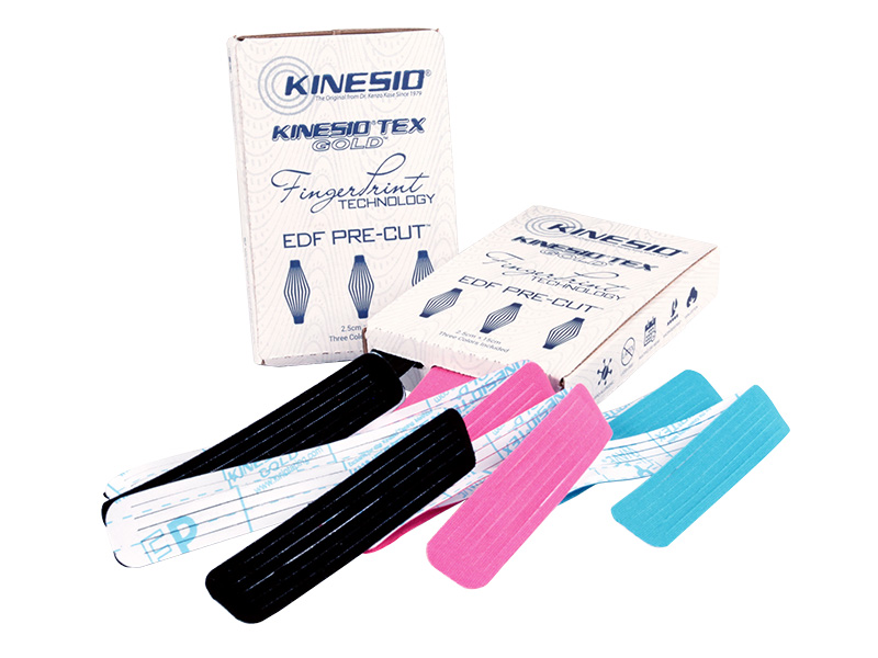 Kinesio Tex Gold EDF PRE-CUT - 20x Pink, 20x Sort, 20x Blå
